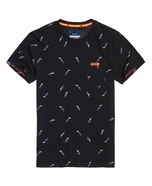 Superdry All Over Print Lite Rövidujjú Férfi Pólók Fekete | IYLUH3518